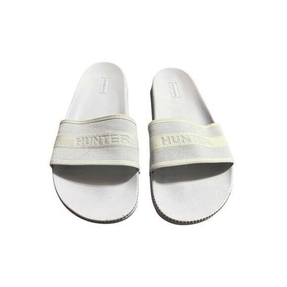 Hunter Brand Slip On White Slides Size 8 Womens Slip On Beach Ope Toe Sandals - Picture 2 of 6